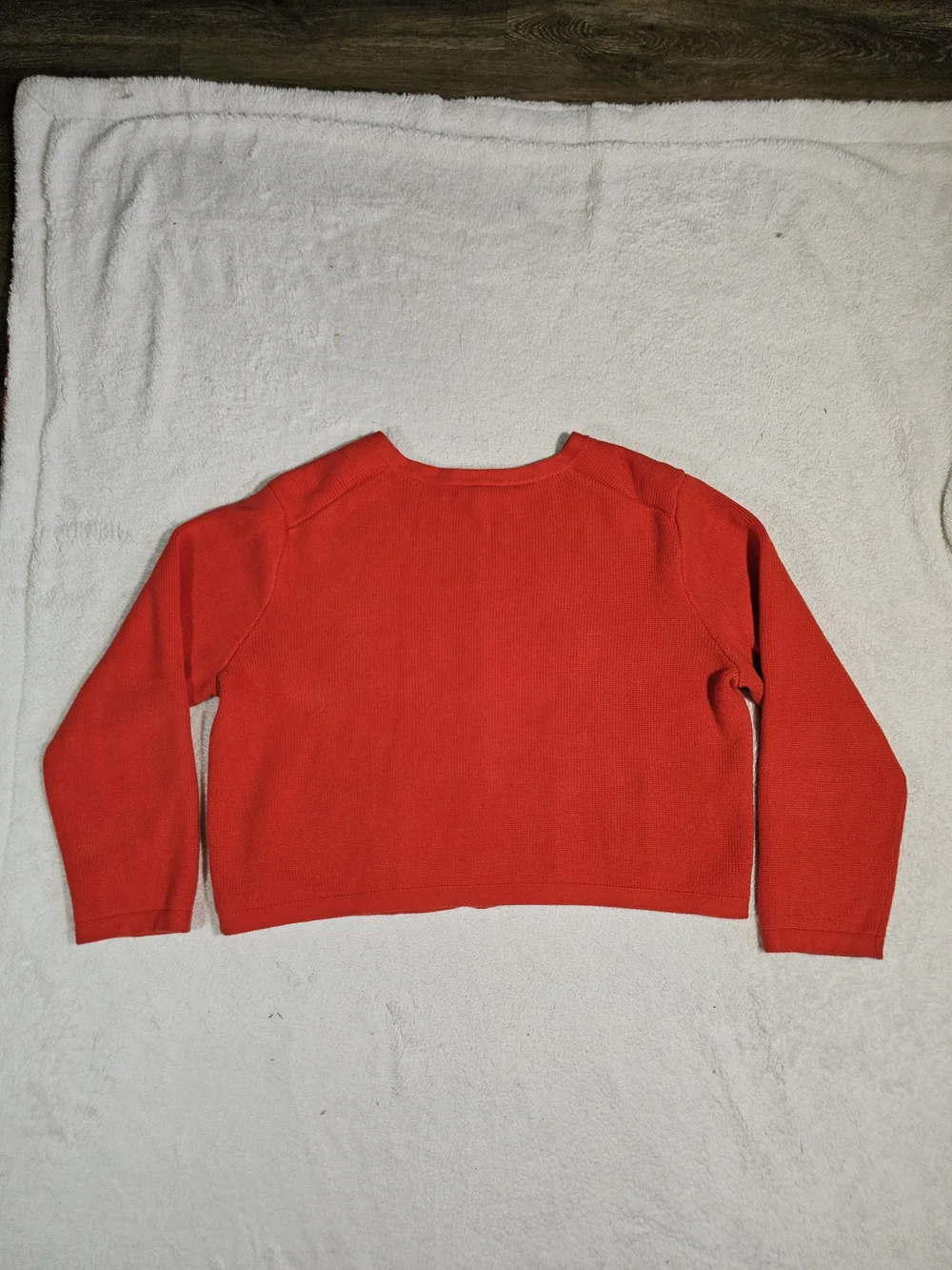 J. Crew Red Cropped Crewneck Cardigan with Gold Buttons.